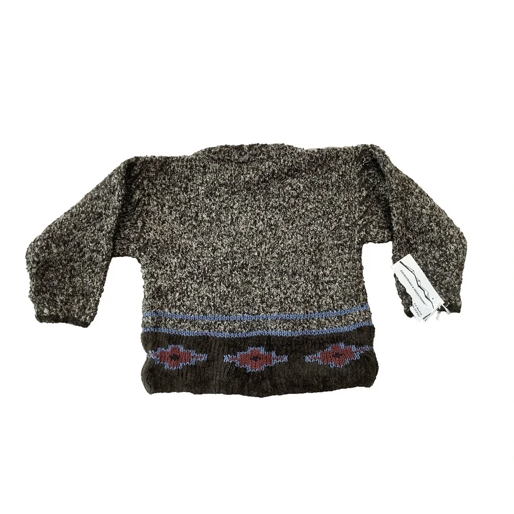 Vtg‎ NWT Child Aspen Hand Knitted Horse Appliqued Cotton Sweater Sz 5
